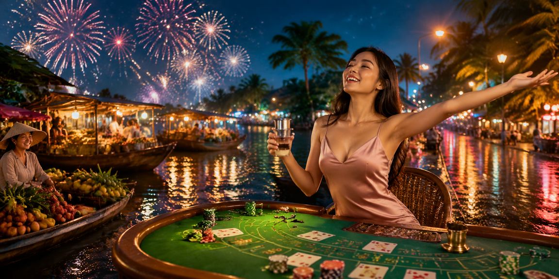 Bàn baccarat bên dòng sông Mekong với không khí truyền thống Việt Nam